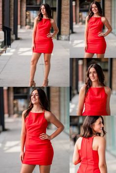 A model in a simple fitted cocktail dress comes in a fun red color and would be perfect for homecoming or sweethearts. Sleeveless Bodycon Dress With Fitted Bodice For Homecoming, Flirty Formal Bodycon Dress With Fitted Bodice, Red Fitted Mini Dress For Homecoming, Fitted Red Mini Dress For Homecoming, Red Fitted Bodice Mini Dress For Prom, Red Bodycon Dress With Fitted Bodice For Party, Fitted Mini Dress For Homecoming, Sweetheart Neckline Bodycon Dress For Homecoming, Fitted Dressy Mini Dress For Homecoming