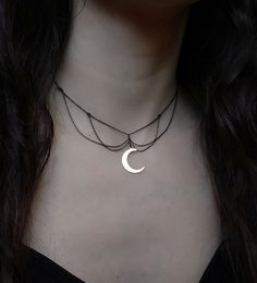 Nocturna / Gothic Black Choker Necklace / Crescent Moon Statement Chain Choker / Victorian Witchy Necklace - Etsy Black Choker Necklace, Black Choker, Chain Choker, Crescent Moon, Choker Necklace, Necklace Etsy, Beauty Book, Jewelry Necklaces, Accessory Gift