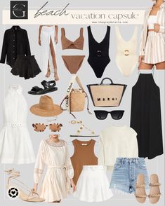 Neutral Holiday Outfits Summer, Neutral Cruise Outfits, Minimal Beach Vacation Outfits, Earth Tone Vacation Outfit, Beach Vacation Outfits Capsule, Neutral Summer Vacation Outfits, Summer Holiday Outfits Beach Vacation Style Capsule Wardrobe, Neutral Beach Vacation Outfits, Summer Outfits Resort