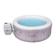 an inflatable hot tub with water inside