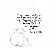 a drawing of a bunny sitting in front of a sign that says, i cannot back to