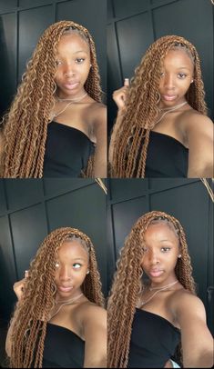 Dress Idea For Birthday Women, Knottles Goddess Braids, 27 Color Boho Knotless Braids, Ginger Braided Hairstyles Black Women, Ginger Braids Black Women Black Roots, Braids With Outfits, Sengelese Twist Hairstyles, Peekaboo Twist With Curls, Unique Braid Ideas