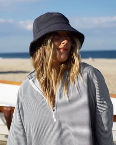 Surf’s up, hat on. Layer on a little added sun protection on your next beach day with this handy accessory—or simply top off your everyday look with a fun finishing touch. French terry Flat top Round brim Casual Tops With Uv Protection For Poolside, Casual Uv Protection Tops For Poolside, Casual Poolside Tops With Uv Protection, Summer Tops With Upf 50+ For Poolside, Casual Tops With Uv Protection For Beach Season, Casual Uv Protection Tops For Beach Season, Uv Protection Tops For Poolside Summer, Casual Bucket Hat With Upf 50+ For Warm Weather, Casual Vacation Tops With Uv Protection