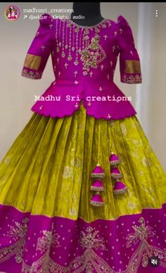 Half Hands Blouse Designs, Hands Blouse Designs, Half Saree Blouse Designs, Pavani Reddy, Langa Blouse, Baby Lehenga, Indian Dresses For Kids, Maggam Designs, Best Indian Wedding Dresses