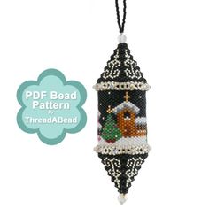 a beaded christmas ornament hanging from a cord