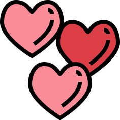 two hearts with faces drawn on them, one is pink and the other is red