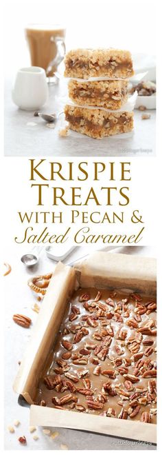 the cover of krispie treats with pecan and salted caramel