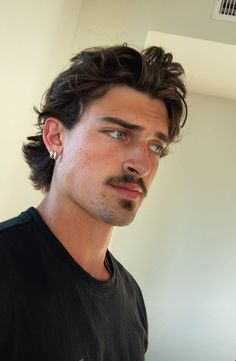 The Best Medium Curly Hairstyles for Men (Top 30 Looks) | Fancy & Aesthetic Medium Curly Hairstyles for Men Male Model Long Hair Dark, Man Hairstyles Long, Mens With Long Hair, Men Longish Hair, Floppy Mens Hair, Men’s Midlength Haircuts, Vintage Men’s Haircut, Men With Long Hair And Mustache, Men’s Hair Styles Long