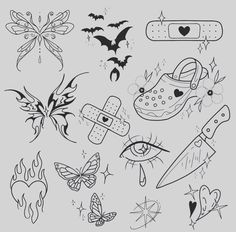 a bunch of different tattoos on a white background