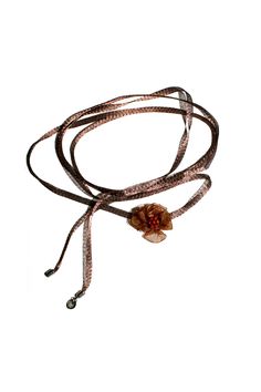 Mix use ribbon accessory with florette. Can be worn as a necklace or belt. Fabric is 59% brass, 27% vegetal polyamide, 9% natural agate, 5% tin. Total length measures 68". Paloma Wool, A Necklace, Matilda, Paloma, Custom Items, Sale Design, Neck Tie, Agate, Jewelry Accessories