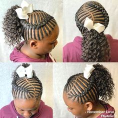 Black Kids Braids Hairstyles, Lil Girl Hairstyles, Kids Curly Hairstyles, African Hair Braiding Styles, Toddler Hairstyles Girl, Braided Cornrow Hairstyles, Natural Hairstyles For Kids, Girls Natural Hairstyles, Kids' Braids