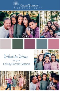 the family portrait session is featured in this color scheme