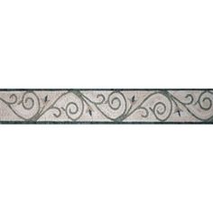 a decorative border with swirls and scrolls on it's side, in grey