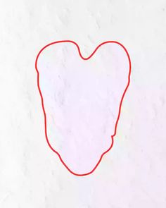 a drawing of a red heart on a white paper with a red line in the middle