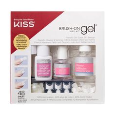 PRICES MAY VARY. Brush-On Gel Nail Kit: Has all you need for a super strong, long lasting, at-home gel manicure; French, DIY color, DIY design artificial nail tips with a unique gel formula you brush on for a smooth and shiny finish without buffing Better than Salon: Comparable benefits to a salon gel mani, but requires less time and money; Dries fast in under 5 minutes, with no curing light needed; Comfortable, durable & flexible; Application takes minutes & wears up to a week Mistake Proof App Nails Charms, Nails Brush, Nails Clear, Blue Diy, Pin Diy, Gel French Manicure, Nails Stickers, Acrylic Diy, Gel Manicure At Home