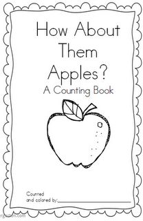 an apple coloring book with the title how about them apples?, a counting book