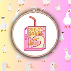 Pattern size: 84 x 84 Fabric count: 14 Finished size: 6 in x 6 in 6 colors Fun Cross Stitch Pattern, Single Color Cross Stitch, Silly Cross Stitch Pattern, Silly Cross Stitch, Silly Embroidery, Tiny Cross Stitch Patterns, Teacher Cross Stitch, Kawaii Cross Stitch Pattern, Goose Cross Stitch