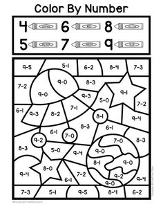 the color by number worksheet for kids to learn numbers and colors with pictures