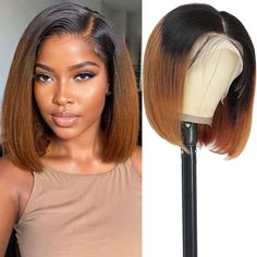 PRICES MAY VARY. 🍷1b/30 Ombre Lace Front Wig Human Hair Bob Wig Material: 9a Great Quality Human Hair, Carefully Cut From Young Healthy Donors. The Cuticles Are Aligned In The Same Direction, Ensuring A Tangle-Free And Shedding-Free Experience Even When Wet. 🍷1b/30 Ombre Lace Front Wig Human Hair Quality: To Achieve Your Desired Look, It Can Withstand Heat Styling, Allowing You To Flat Iron Or Curl It While Maintaining Perfect Curls. 🍷1b/30 OmbreLace Front Wig Human Hair Lace Type: Hd Lace Fr Lace Frontal Bob, Bob Cut Wigs, Hair For Women, Glueless Wigs, Straight Bob, Best Wigs, Wig Human Hair, Wigs Human Hair, Straight Lace Front Wigs