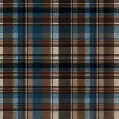 a brown and blue plaid fabric