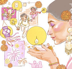 a drawing of a woman holding a lit candle in her hand and looking at it