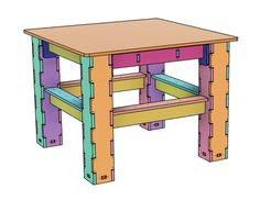 a table made out of wooden pallets and colored paint