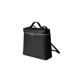 Black PEIZO Lock Detailed Backpack Bag | i The Label – I The Label Everyday Standard Backpack Bag, Everyday Portable Standard Backpack, Black Top Handle Backpack For Daily Use, Everyday Portable Leather Backpack, Portable Backpack As Gift, Portable Backpack Bag Ideal For Gifts, Modern Portable Satchel For On-the-go, Satchel Backpack With Removable Pouch As Gift, Gift Backpack With Zipper Closure