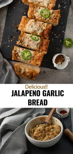 jalapeno garlic bread is cut into slices and served in a bowl