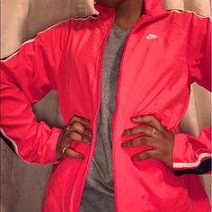 Vintage Pink/Black Nike Windbreaker !! (Never Worn)!! (Y2k And 90’s) -Retail:95$ -Fits: M For A Roomy And Fitted Look And Also Some L For A Fitted Look!! -The First Photo Is The Exact Same Jacket But The One I Own Has A Black Nike Label!! Has Pink Zipper And Black And White Strips On The Sleeves !!With A Nike Logo On The Collar!! -Lmk If You Wanna Buy !! #Nike #Windbreaker #Y2k #2000’s #Jacket Pink Winter Sports Track Jacket, Winter Sports Track Jacket In Pink, Pink Winter Track Jacket For Sports, Winter Pink Track Jacket For Sports, Pink Fall Sports Outerwear, Pink Outerwear For Sports In Fall, Pink Outerwear For Fall Sports, Pink Athleisure Outerwear With Long Sleeves, Pink Long Sleeve Athleisure Outerwear