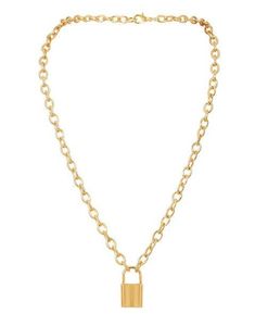 Express yourself with your wardrobe! This chunky padlock chain necklace is perfect for adding a little edginess to any outfit. It makes an intimate and personal gift for someone you're close with and is also a fantastic way to treat yourself to something new. It's made of beautifully gold-plated stainless steel, ensuring that it is strong and will be long lasting. It's a gorgeous piece that mixes well with any style! DESCRIPTION This chunky chain and padlock necklace from ADMK Jewelry let's you Everything I Own, Padlock Necklace, Treat Yourself, Gold And Silver, Something New, Silver Gold, Personalized Gifts, Chain Necklace, Gold Necklace