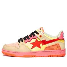 W291002-ORANGE Bathing Ape Shoes, Ape Shoes, Bape Sk8 Sta, Bapesta Shoes, Sk8 Sta, Bape Shoes, Sneakers Nike Jordan, Pretty Sneakers, Ape Bape