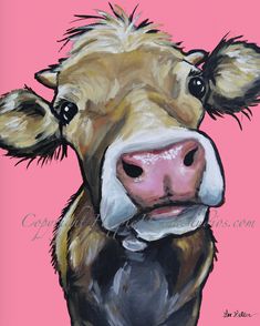 a painting of a cow's face is shown