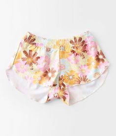 Summer Short Swim Trunks For Playwear, Playful Short Swimwear For Summer, Summer Style Short Swim Trunks For Play, Summer Playful Floral Print Bottoms, Playful Floral Print Summer Bottoms, Yellow Swim Trunks For Summer Beach, Printed Multicolor Short Swimwear, Summer Beach Tankini, Short Multicolor Printed Swimwear