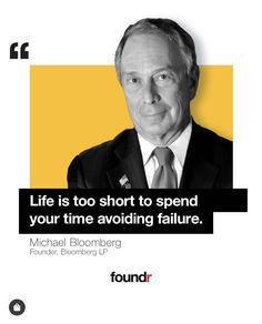 a man in a suit and tie with a quote from michael bloomberg