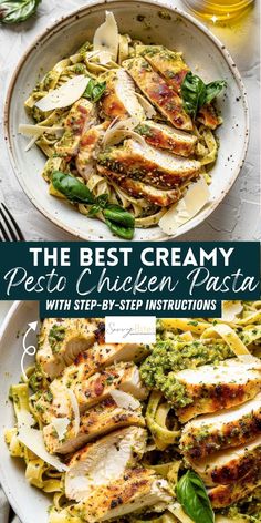 the best creamy pesto chicken pasta with step - by - step instructions