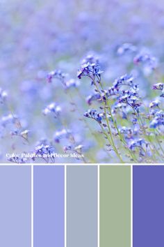 the color scheme is blue and green with purple flowers in it, along with other colors