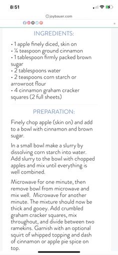 the ingredients for an apple pie are shown in this screenshoter's guide