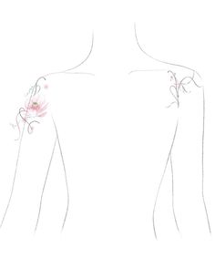 a drawing of the back of a woman's body with flowers on her arm