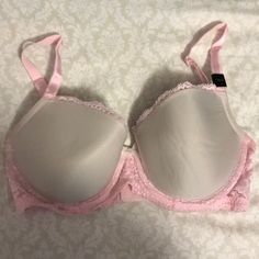 Grey And Pink Victoria Secret Dream Angels Demi Bra 32dd Elegant Pink Summer Bra, Victoria's Secret Feminine Bra With Padded Cups, Feminine Padded Bra By Victoria's Secret, Feminine Padded Bra From Victoria's Secret, Feminine Victoria's Secret Bra With Padded Cups, Spring Pink Bra With Removable Pads, Pink Lace Bra With Lace Trim, Victoria's Secret Feminine Bra With Removable Pads, Feminine Victoria's Secret Bra With Removable Pads