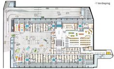 the floor plan for an office building with multiple floors and two parking spaces on each side