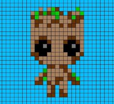 an image of a pixelated groote from the movie star wars on a blue background