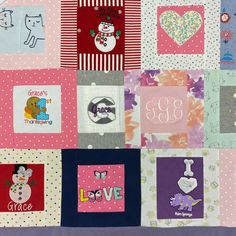 a patchwork quilt with lots of different designs on it