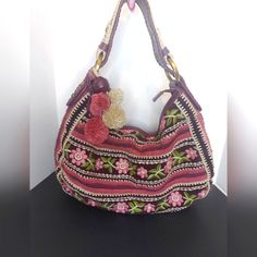 This Is An Absolute Gorgeous Handbag. The Leather Is So Beautiful. The Embroidered Flowers And Patchwork On The. Back Is A+! These Are Very Well Made Handbags. This Particular One Looks Hippie Like! Non Smoking Home. Measures 18x13. Has Zip Closure Looks Hippie, Hobo Handbag, Hobo Handbags, Hippie Style, Embroidered Flowers, So Beautiful, First Look, Pink Purple, Bag Lady