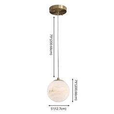 an image of a light fixture with measurements for the size and width, on a white background