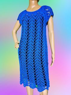 Womens Hand Crochet Size M-L Casual Dress Blue Bust - 35-38' (90-96 cm); Waist - 28-31.5' (70-80 cm); Hips - 35-39' (90-100 cm); Full length - 37' (95-96 cm). Blue Crochet Sleeveless Dress, Fitted Blue Crochet Dress, Fitted Blue Crochet Lace Dress, Blue Fitted Crochet Lace Dress, Blue Crochet Lace Dress For Spring, Blue Short Sleeve Crochet Top For Summer, Blue Crochet Dress, Crochet Size, Marine Uniform