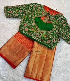 Allover Work Blouse Designs, Green Blouse Maggam Work, Green Blouse Embroidery Designs, Green Maggam Work Blouses Design, Cut Work Maggam Designs, Green Maggam Work Blouse, Bridal Sarees For Wedding, Marriage Saree, Blouse Designes