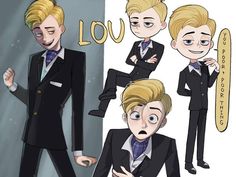 an image of a man in suit and tie with different expressions on his face for animation