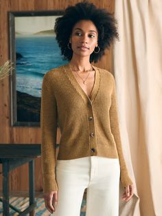 Warm enough for cool spring evenings but still light enough for sunny days, this charming cardigan is knit in an airy linen cotton blend that makes it the ideal layering piece. The textural, open stitch drapes beautifully with a slouchy, oversized fit. Over a tank, dress, or on its own, you'll be reaching for this vers Open Knit Sweater For Fall Daywear, Open Knit Sweater For Daywear In Fall, Textured Knit Cardigan For Daywear, Casual Open Knit Cardigan For Daywear, Spring Everyday Cardigan, Open Knit Cardigan For Fall Daywear, Textured Knit Relaxed Fit Cardigan For Layering, Fall Open Knit Cardigan For Daywear, Fall Open Knit Cardigan