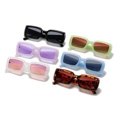 Trendy Retro Jelly Color Rectangle Sunglasses Elevate your style with our Trendy Retro Jelly Color Rectangle Sunglasses, designed for the fashion-forward individual. These sunglasses are not just a stylish accessory; they also provide full UV400 protection to keep your eyes safe while you shine. Stylish Design These retro jelly color shades are the perfect blend of fashion and function. Stand out from the crowd with their vibrant colors and unique rectangular shape, making them a must-have for a Colorful Sunglasses, Purple Candy, Casual Rings, Uv400 Sunglasses, Very Peri, Vintage Fine Jewelry, Sunglasses Style, Lenses Color, Sunglasses Frame