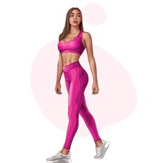 a woman in pink sports bra top and leggings